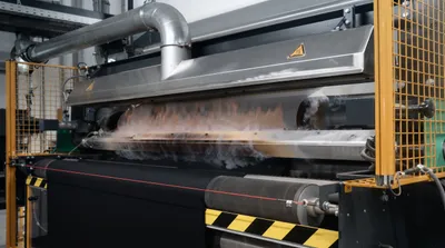 Lamination line with a linear gas burner