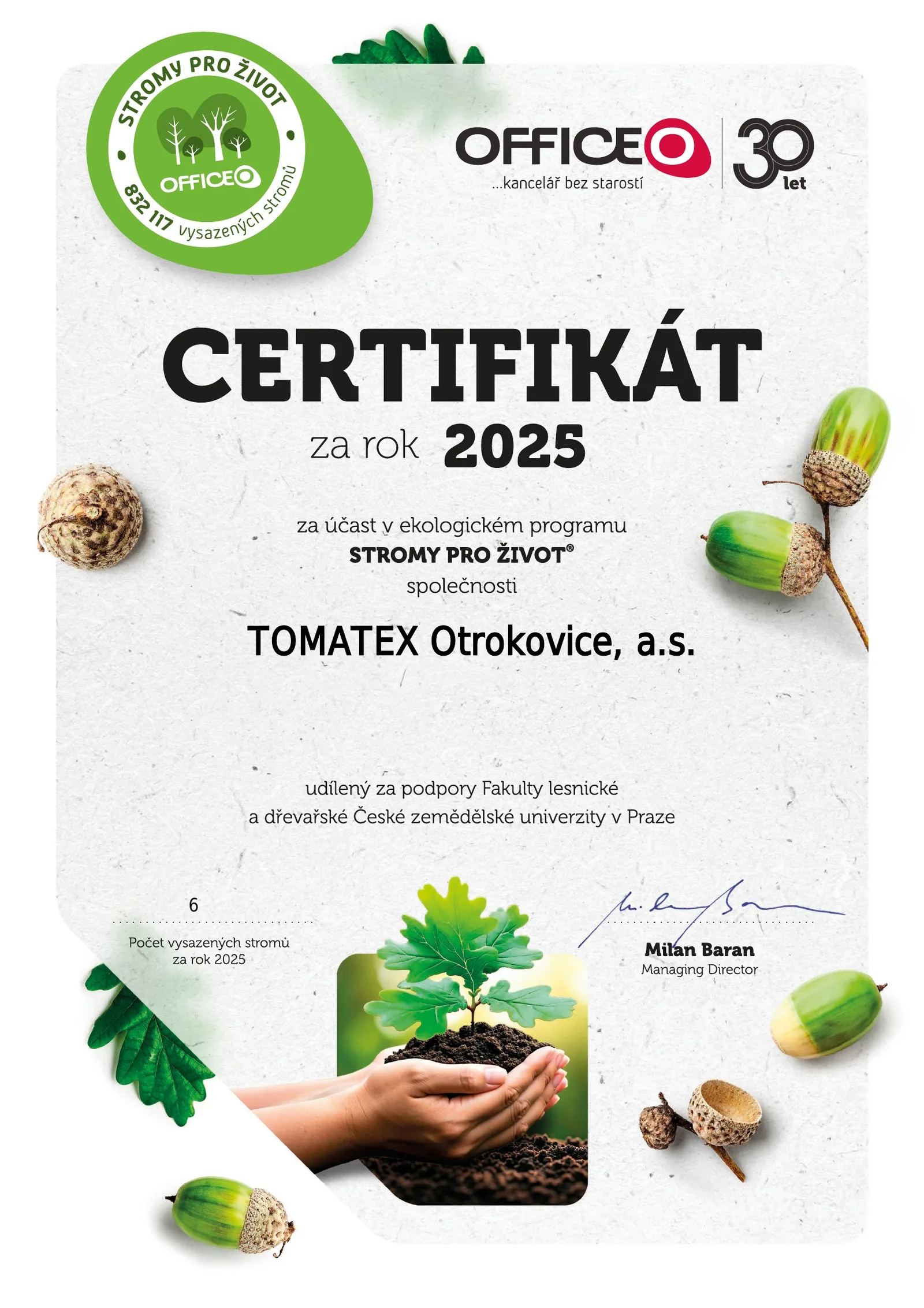 certifikát stromy 2025